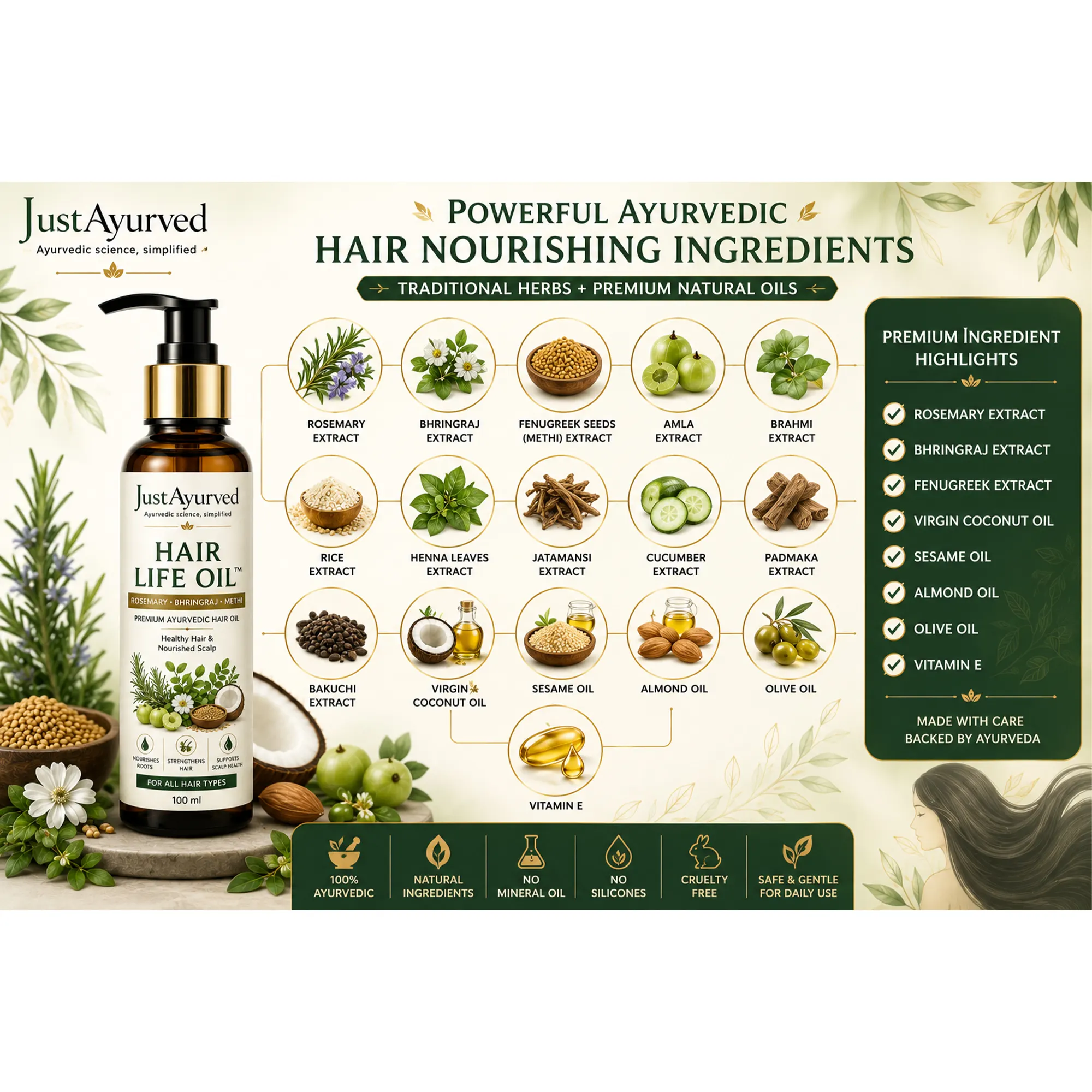 Hair Life Oil with Rosemary Bhringraj & Methi 