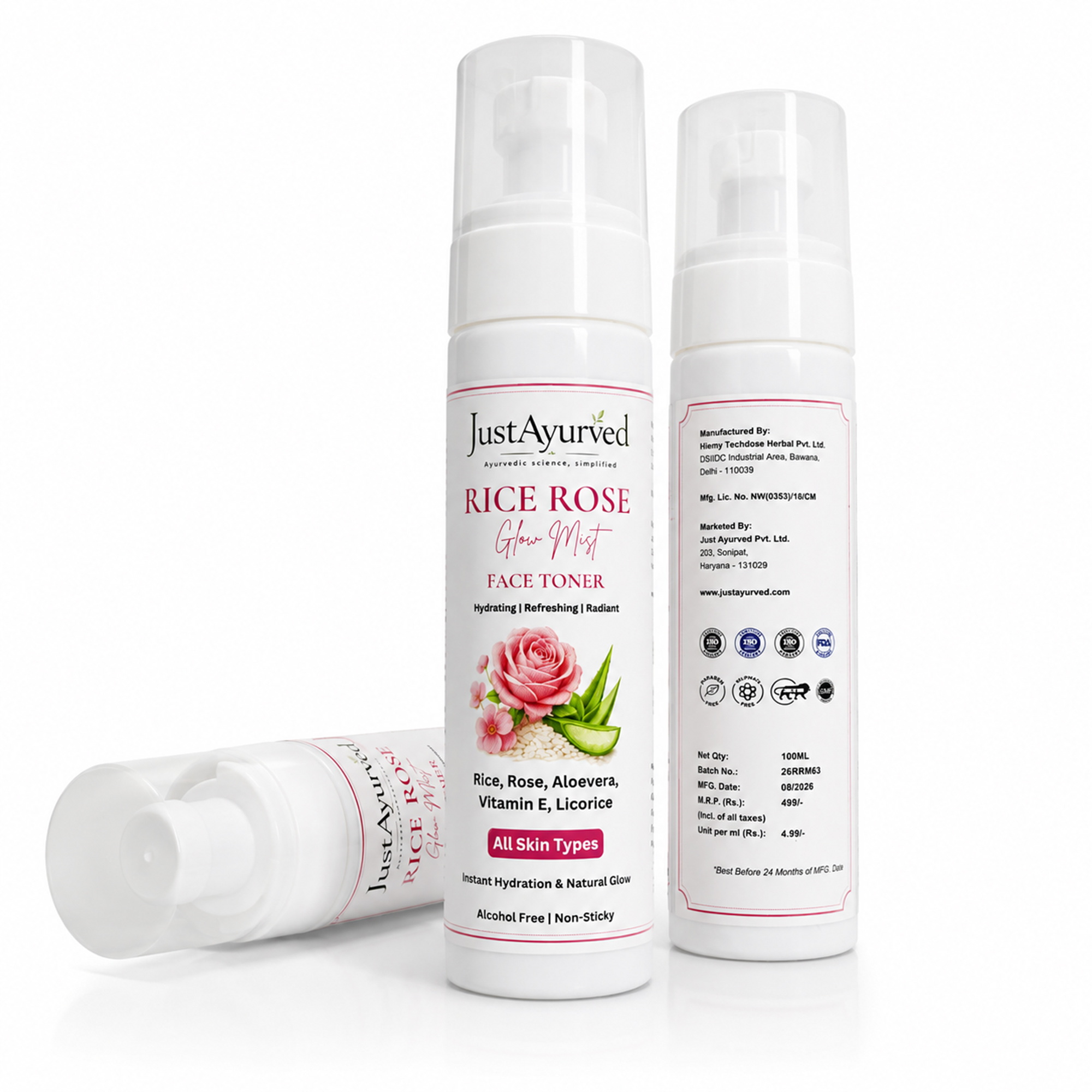 JustAyurved Rice Rose Glow Mist