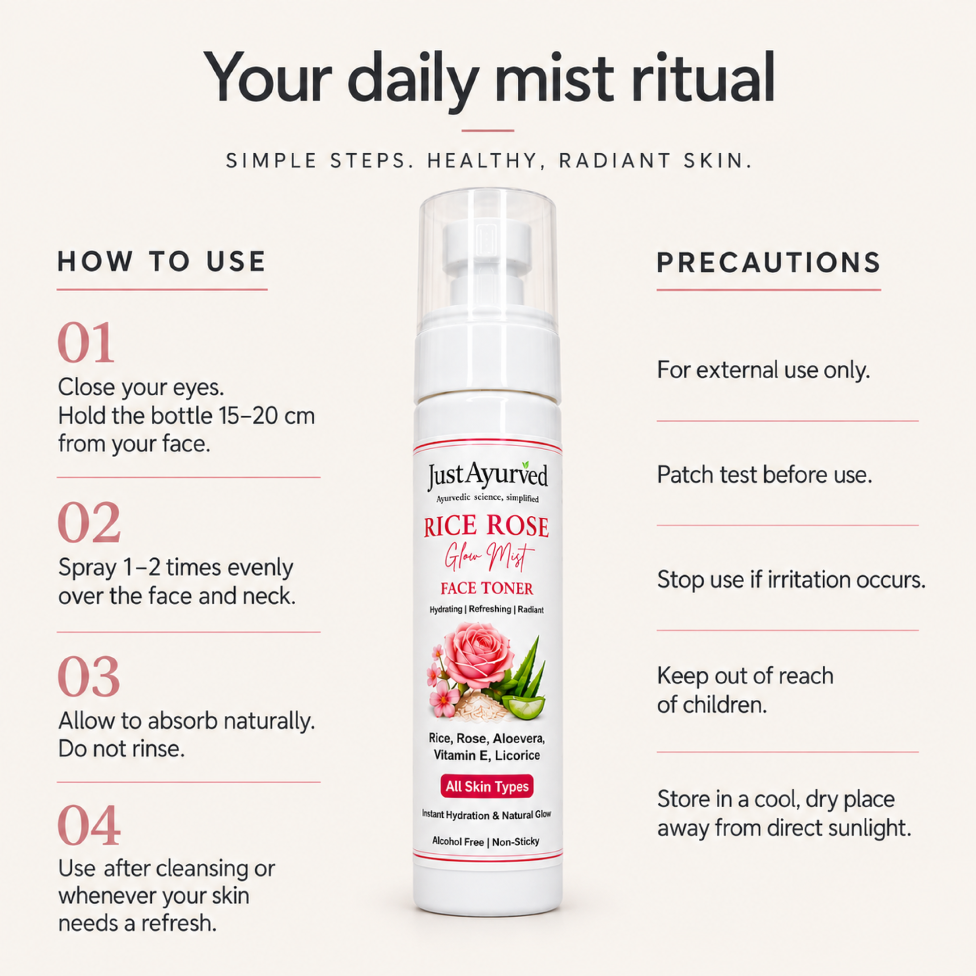 JustAyurved Rice Rose Glow Mist