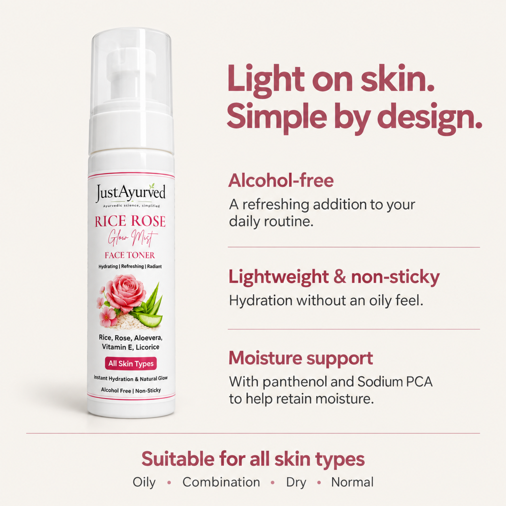 JustAyurved Rice Rose Glow Mist