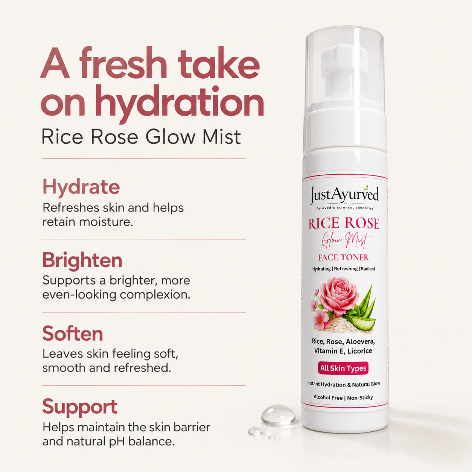 JustAyurved Rice Rose Glow Mist
